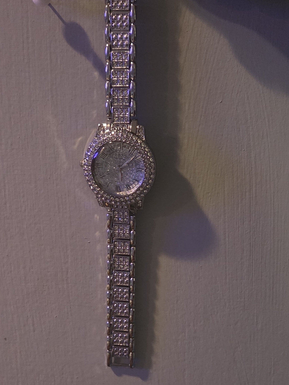 Silver Crystal-Embellished Women's Bracelet Watch
